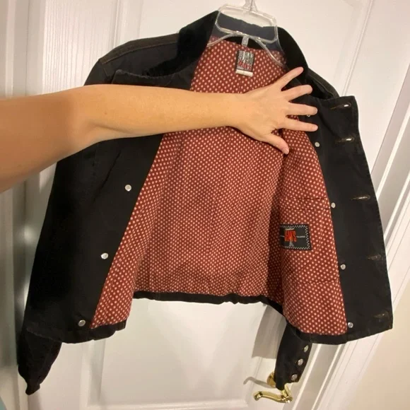 90s Jean Paul Gaultier Jeans Velvet Collar Cropped Denim Jacket Vintage Black S
